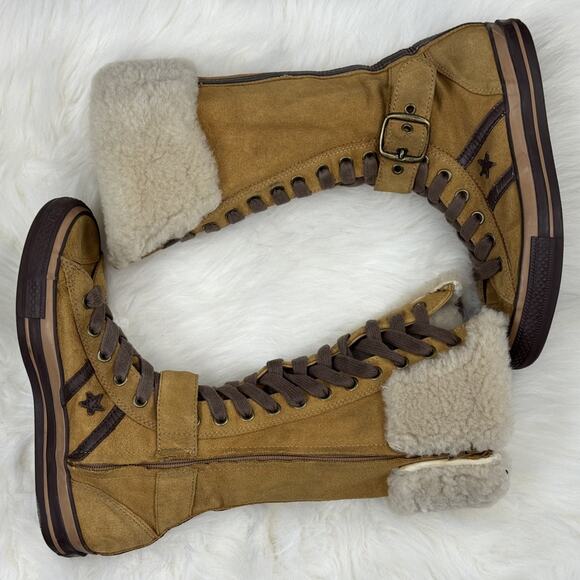 CONVERSE ALL STAR XXHI Brown Boot Fur Suede LEATHER Womens 8.5 Mens 6.5 READ! - Picture 7 of 10